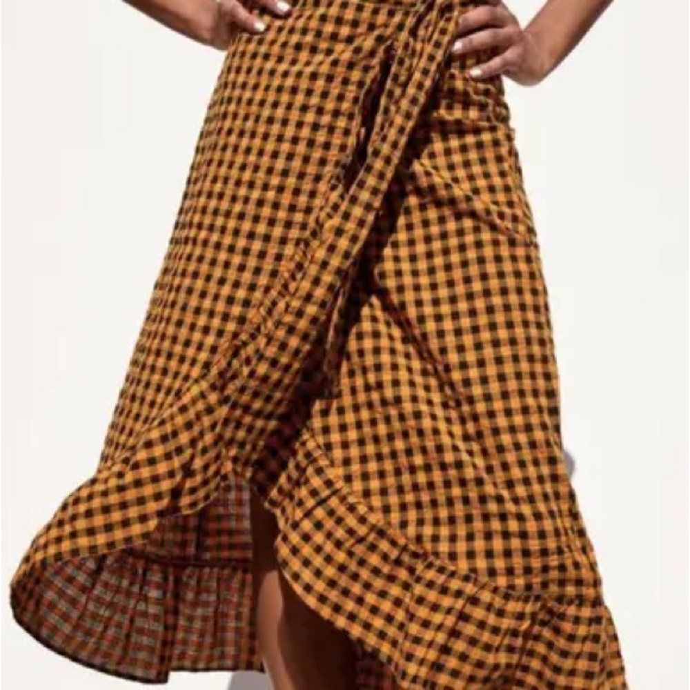 Zara Gingham wrap skirt